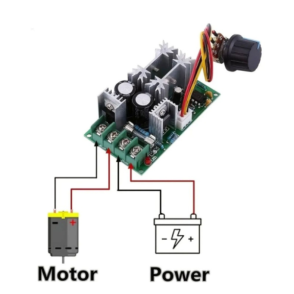 ШІМ (PWM) регулятор обертів двигуна постійного струму DC 12-48V 20А - фото №4